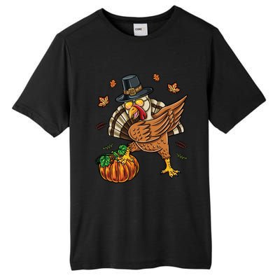 Dabbing Turkey With Pumpkin Thanksgiving Cute Gift Tall Fusion ChromaSoft Performance T-Shirt