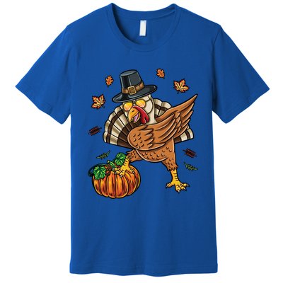 Dabbing Turkey With Pumpkin Thanksgiving Cute Gift Premium T-Shirt