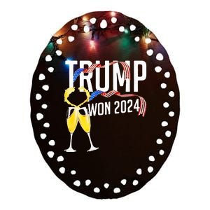 Donald Trump Won 2024 Election Inauguration Party Christmas Ceramic Oval Ornament