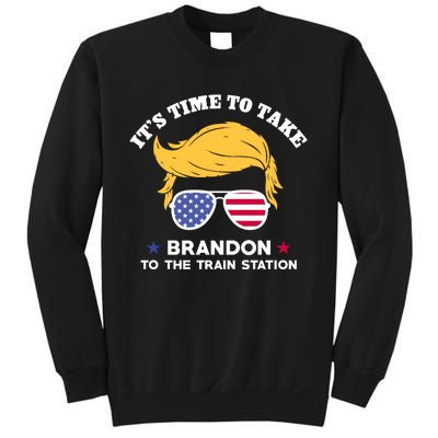 Donald Trump With American Flag Glasses – ItS Time To Take Brandon To The Train Sweatshirt