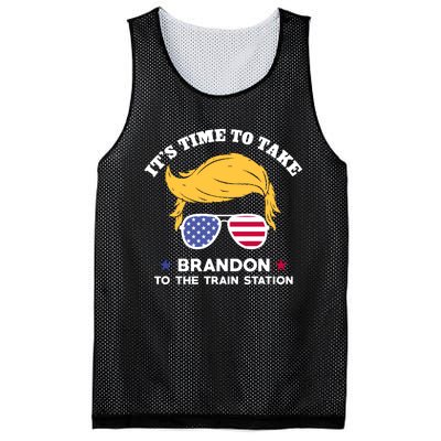 Donald Trump With American Flag Glasses – ItS Time To Take Brandon To The Train Mesh Reversible Basketball Jersey Tank