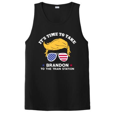 Donald Trump With American Flag Glasses – ItS Time To Take Brandon To The Train PosiCharge Competitor Tank