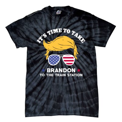 Donald Trump With American Flag Glasses – ItS Time To Take Brandon To The Train Tie-Dye T-Shirt