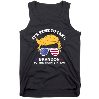 Donald Trump With American Flag Glasses – ItS Time To Take Brandon To The Train Tank Top