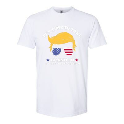 Donald Trump With American Flag Glasses – ItS Time To Take Brandon To The Train Softstyle® CVC T-Shirt