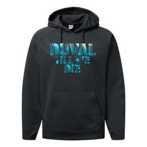 Duval Teal We Die Blue Beach Palm Florida Pride Performance Fleece Hoodie