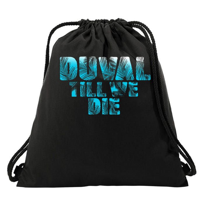 Duval Teal We Die Blue Beach Palm Florida Pride Drawstring Bag