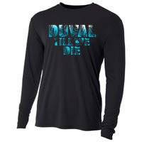 Duval Teal We Die Blue Beach Palm Florida Pride Cooling Performance Long Sleeve Crew