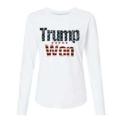 Donald Trump Won 2024 Election Inauguration Womens Cotton Relaxed Long Sleeve T-Shirt