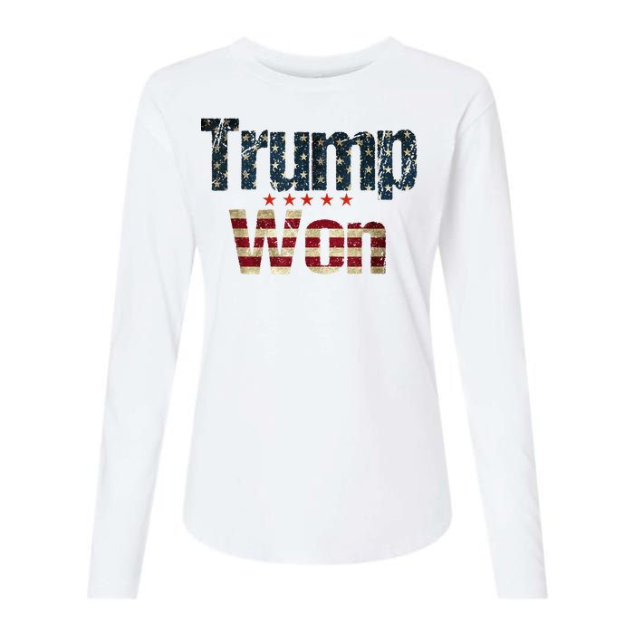 Donald Trump Won 2024 Election Inauguration Womens Cotton Relaxed Long Sleeve T-Shirt