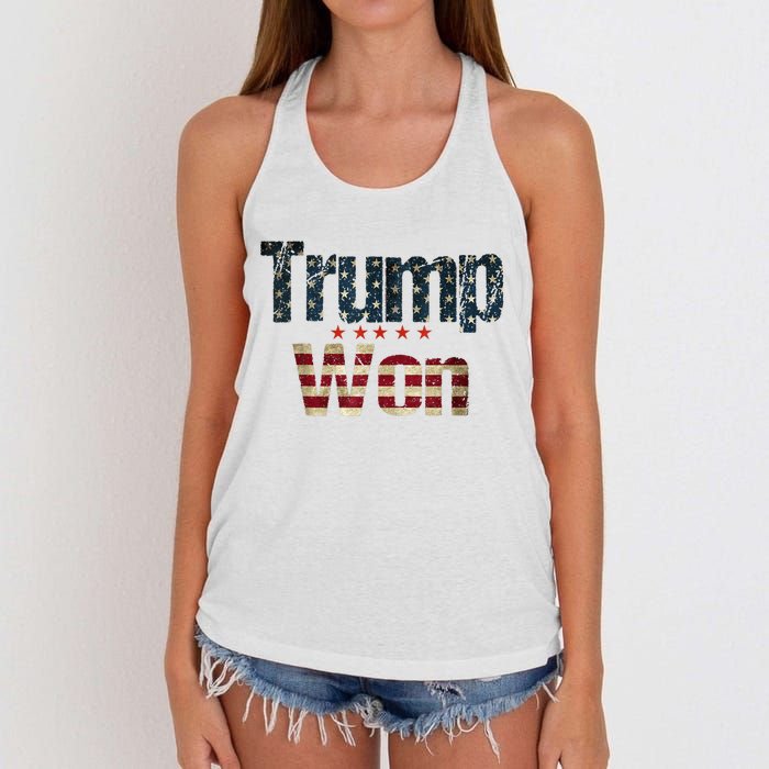 Donald Trump Won 2024 Election Inauguration Women's Knotted Racerback Tank