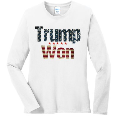 Donald Trump Won 2024 Election Inauguration Ladies Long Sleeve Shirt