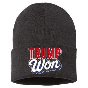 Donald Trump Won 2024 Election Republican Win Trump Won 2024 Sustainable Knit Beanie