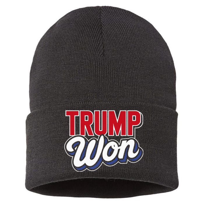 Donald Trump Won 2024 Election Republican Win Trump Won 2024 Sustainable Knit Beanie