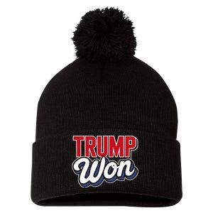 Donald Trump Won 2024 Election Republican Win Trump Won 2024 Pom Pom 12in Knit Beanie