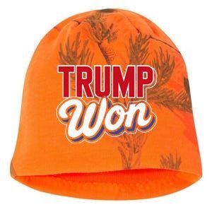 Donald Trump Won 2024 Election Republican Win Trump Won 2024 Kati - Camo Knit Beanie