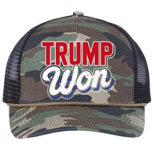 Donald Trump Won 2024 Election Republican Win Trump Won 2024 Retro Rope Trucker Hat Cap