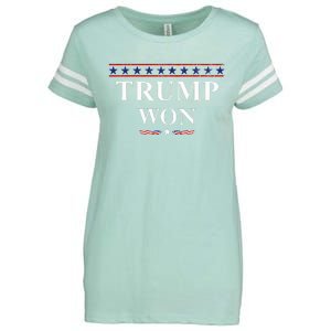 Donald Trump Won In The Election American Flag Enza Ladies Jersey Football T-Shirt