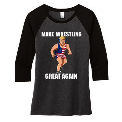 Donald Trump Wrestling Gift Women's Tri-Blend 3/4-Sleeve Raglan Shirt