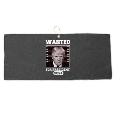 Donald Trump Wanted For President 2024 President Trump Mugshot Large Microfiber Waffle Golf Towel