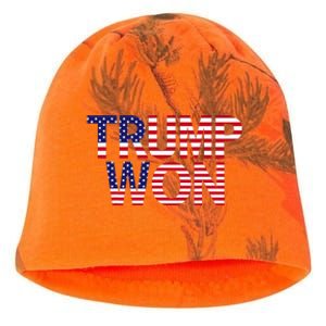 Donald Trump Won 2024 Election Republican Win Trump Won 2024 Kati - Camo Knit Beanie