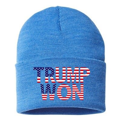 Donald Trump Won 2024 Election Republican Win Trump Won 2024 Sustainable Knit Beanie