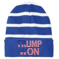 Donald Trump Won 2024 Election Republican Win Trump Won 2024 Striped Beanie with Solid Band