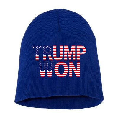 Donald Trump Won 2024 Election Republican Win Trump Won 2024 Short Acrylic Beanie