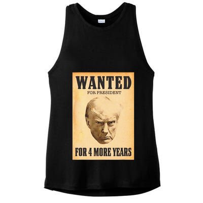 Donald Trump Wanted For President For 4 More Year Ladies PosiCharge Tri-Blend Wicking Tank