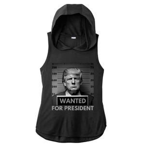 Trump wanted for President 2024 Trump Mugshot Ladies PosiCharge Tri-Blend Wicking Draft Hoodie Tank