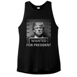 Trump wanted for President 2024 Trump Mugshot Ladies PosiCharge Tri-Blend Wicking Tank