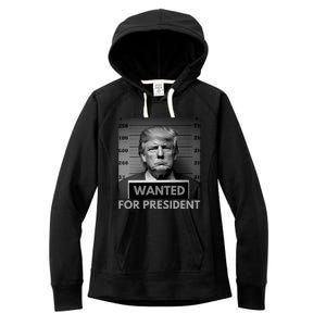 Trump wanted for President 2024 Trump Mugshot Women's Fleece Hoodie