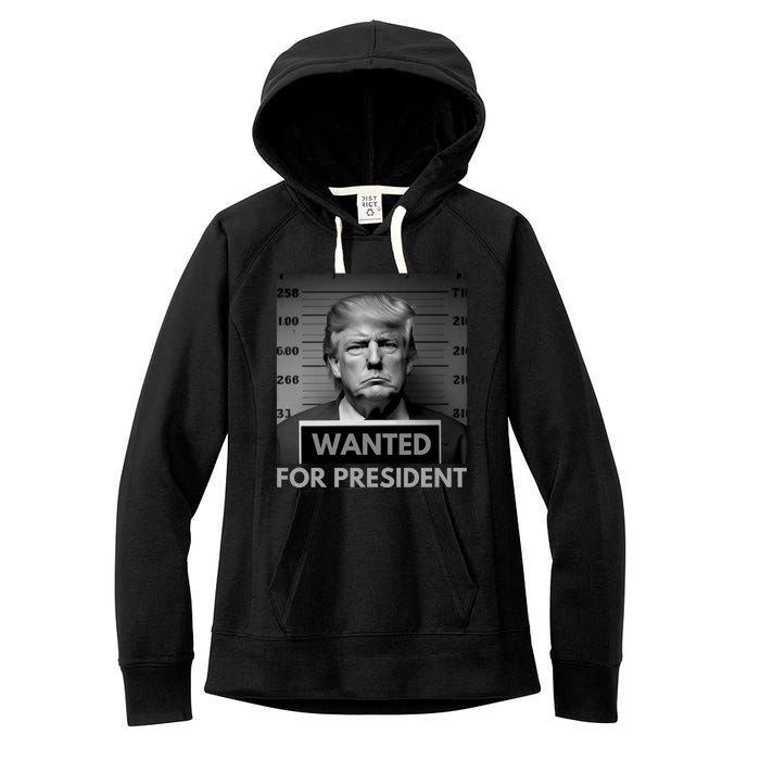 Trump wanted for President 2024 Trump Mugshot Women's Fleece Hoodie