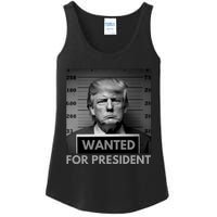 Trump wanted for President 2024 Trump Mugshot Ladies Essential Tank