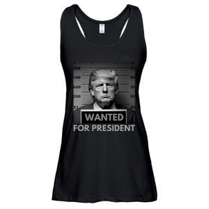 Trump wanted for President 2024 Trump Mugshot Ladies Essential Flowy Tank