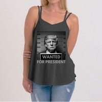 Trump wanted for President 2024 Trump Mugshot Women's Strappy Tank