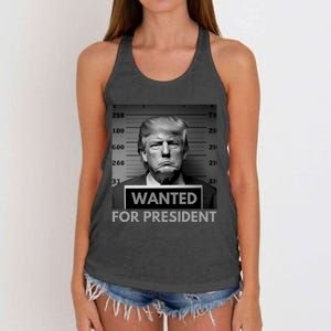 Trump wanted for President 2024 Trump Mugshot Women's Knotted Racerback Tank