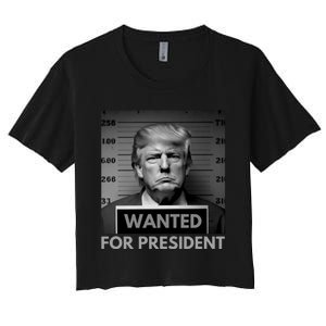 Trump wanted for President 2024 Trump Mugshot Women's Crop Top Tee