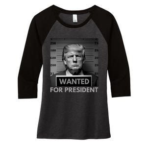 Trump wanted for President 2024 Trump Mugshot Women's Tri-Blend 3/4-Sleeve Raglan Shirt