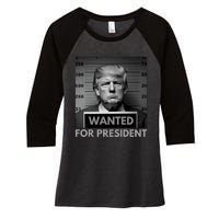 Trump wanted for President 2024 Trump Mugshot Women's Tri-Blend 3/4-Sleeve Raglan Shirt