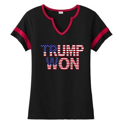 Donald Trump Won 2024 Election Republican Win Trump Won 2024 Ladies Halftime Notch Neck Tee