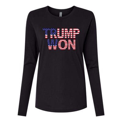 Donald Trump Won 2024 Election Republican Win Trump Won 2024 Womens Cotton Relaxed Long Sleeve T-Shirt