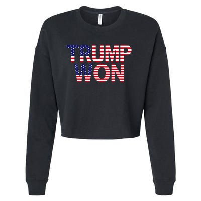 Donald Trump Won 2024 Election Republican Win Trump Won 2024 Cropped Pullover Crew