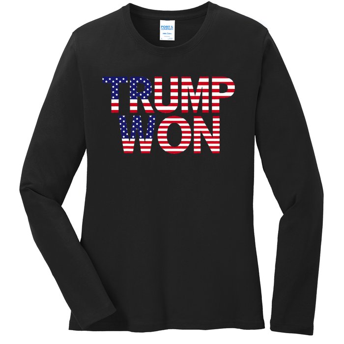 Donald Trump Won 2024 Election Republican Win Trump Won 2024 Ladies Long Sleeve Shirt