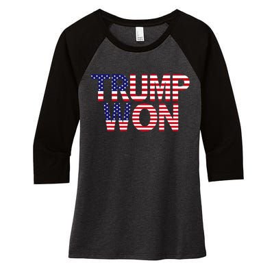 Donald Trump Won 2024 Election Republican Win Trump Won 2024 Women's Tri-Blend 3/4-Sleeve Raglan Shirt