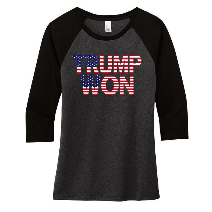 Donald Trump Won 2024 Election Republican Win Trump Won 2024 Women's Tri-Blend 3/4-Sleeve Raglan Shirt