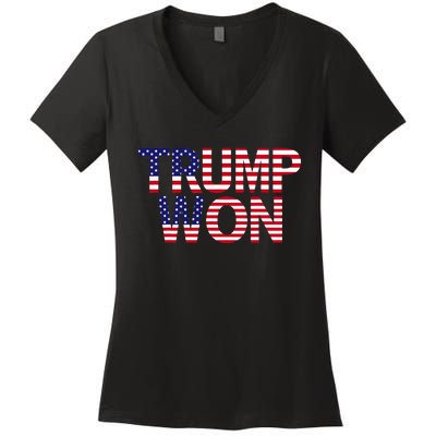 Donald Trump Won 2024 Election Republican Win Trump Won 2024 Women's V-Neck T-Shirt