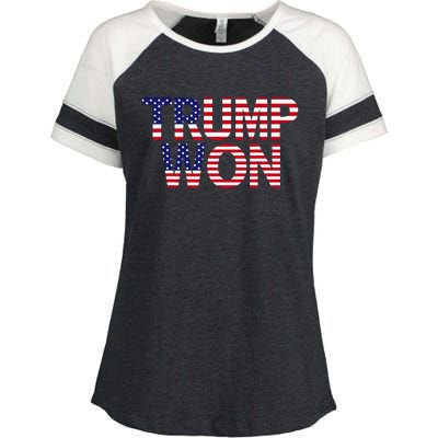 Donald Trump Won 2024 Election Republican Win Trump Won 2024 Enza Ladies Jersey Colorblock Tee