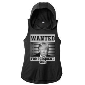 Donald Trump Wanted For President 2024 President Trump Mugshot Ladies PosiCharge Tri-Blend Wicking Draft Hoodie Tank