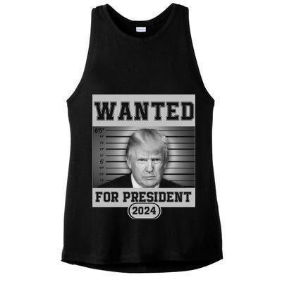 Donald Trump Wanted For President 2024 President Trump Mugshot Ladies PosiCharge Tri-Blend Wicking Tank